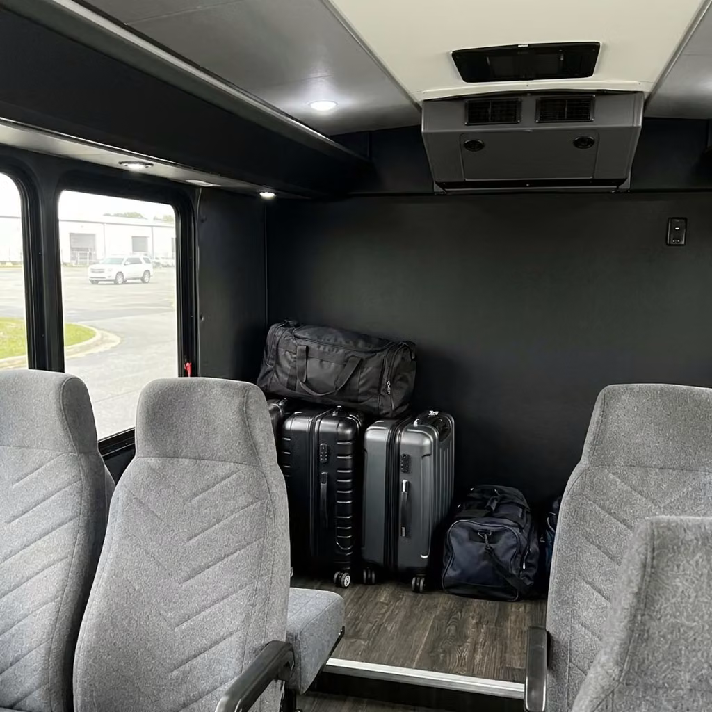 pooler 15 passenger minibus luggage area