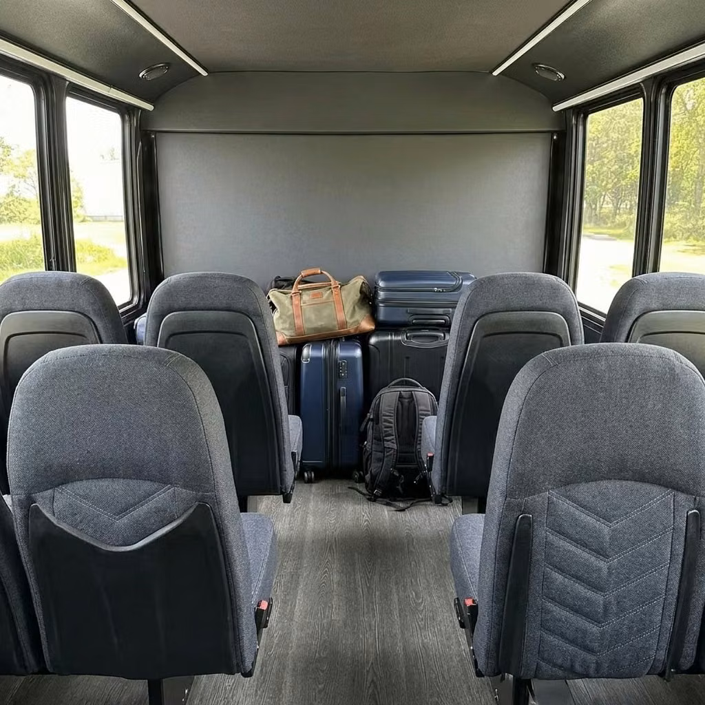 pooler 25 passenger minibus luggage area