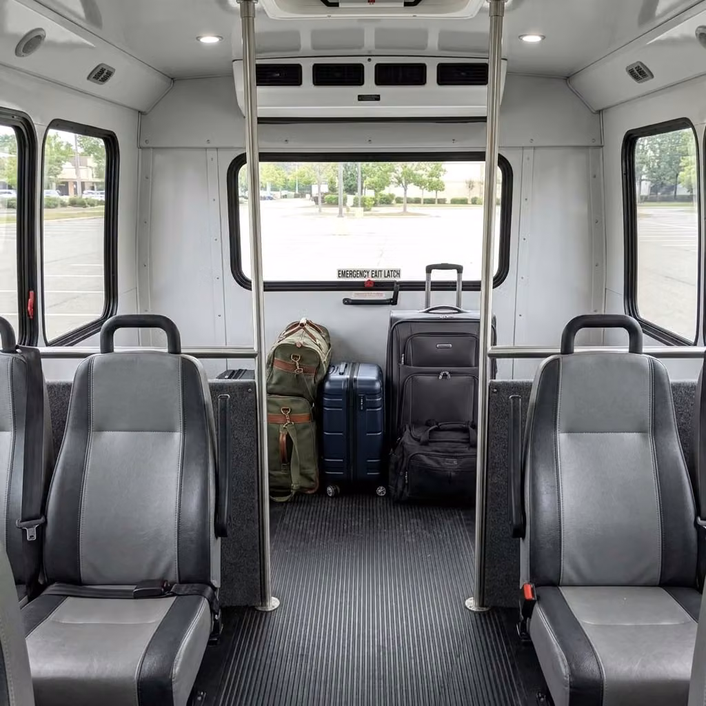 pooler 30 passenger minibus luggage area