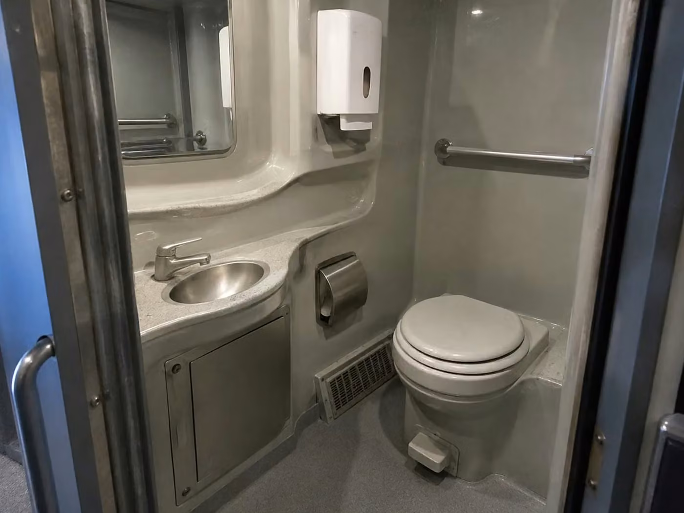 pooler 56 passenger charter bus onboard restroom
