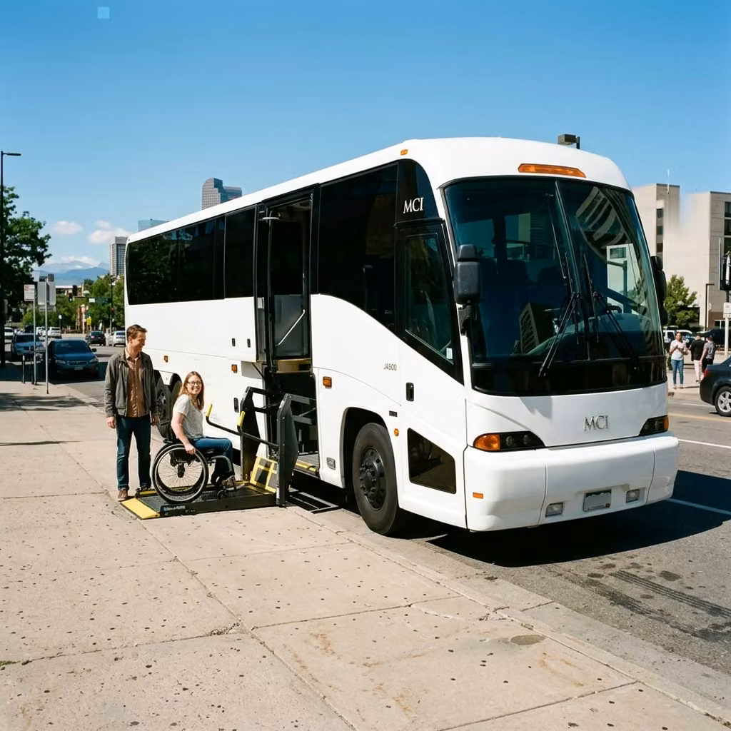 pooler 56 passenger charter bus wheelchair lift