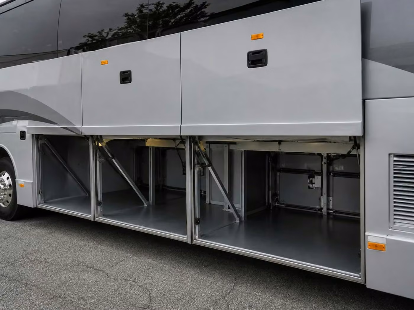 pooler charter bus under bus storage