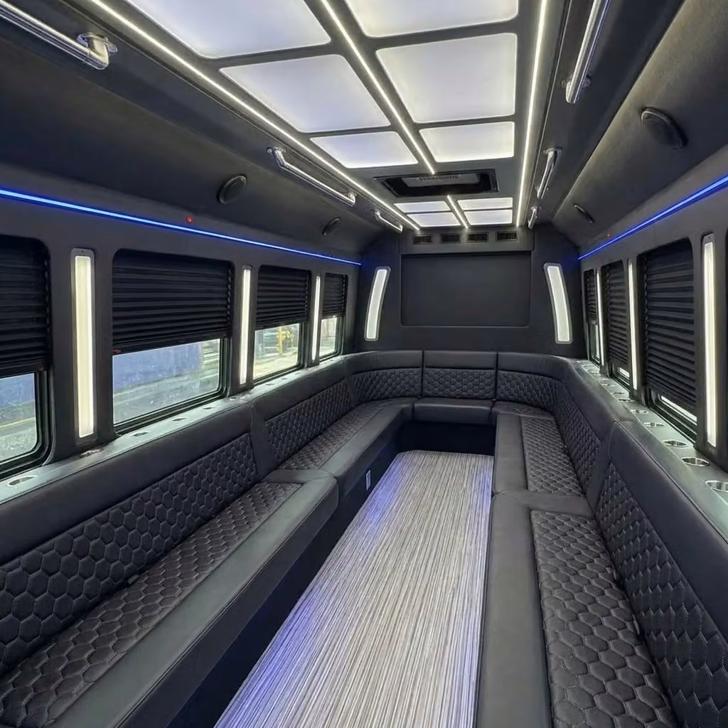 pooler party bus wraparound seating